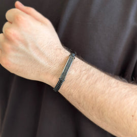 Siyah Zirkon Taşlı Erkek Bileklik