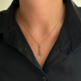 0.57 Karat Elmas İkili Damla Kolye