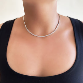 14 Ayar Beyaz Altın Su Yolu Kolye